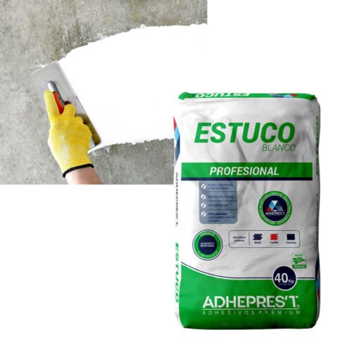 Estuco blanco profesional con fibra de celulosa