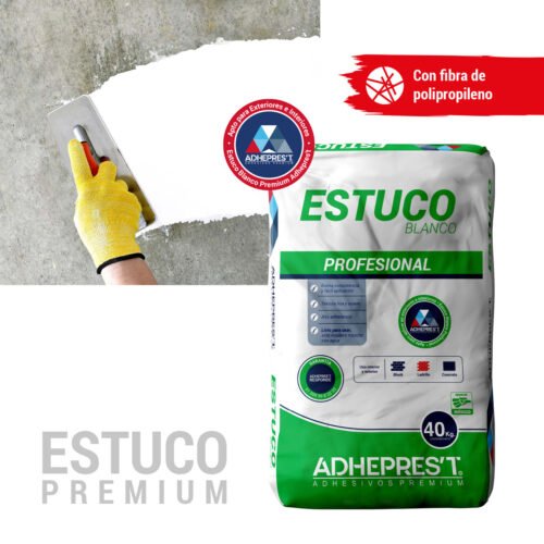 Estuco blanco profesional con fibra de celulosa